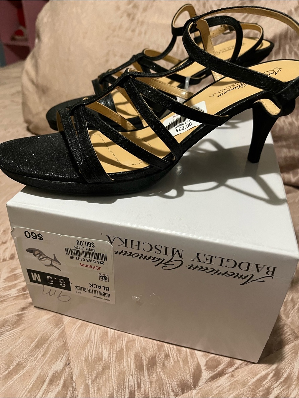 Badgley Mischka Black Strappy Slingback Heels